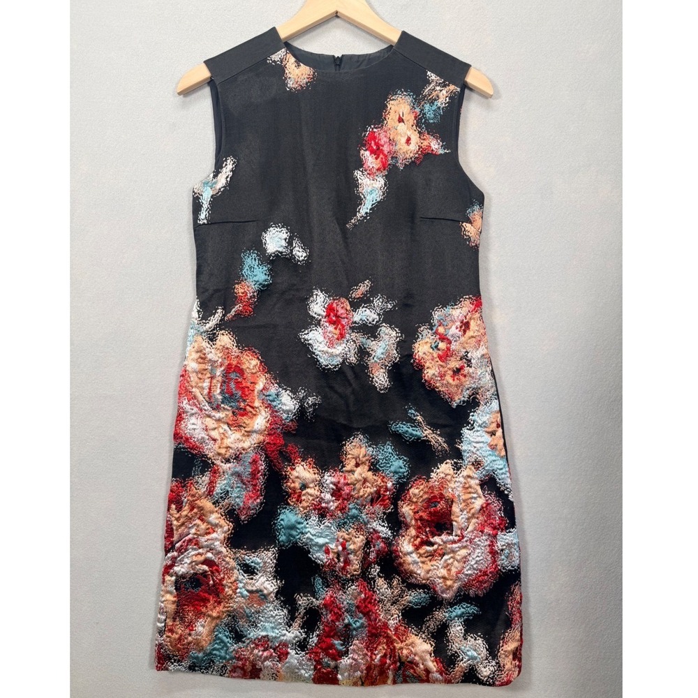 Giorgio Armani Black Label  Floral Jacquard Silk Blend Shift Dress Italy